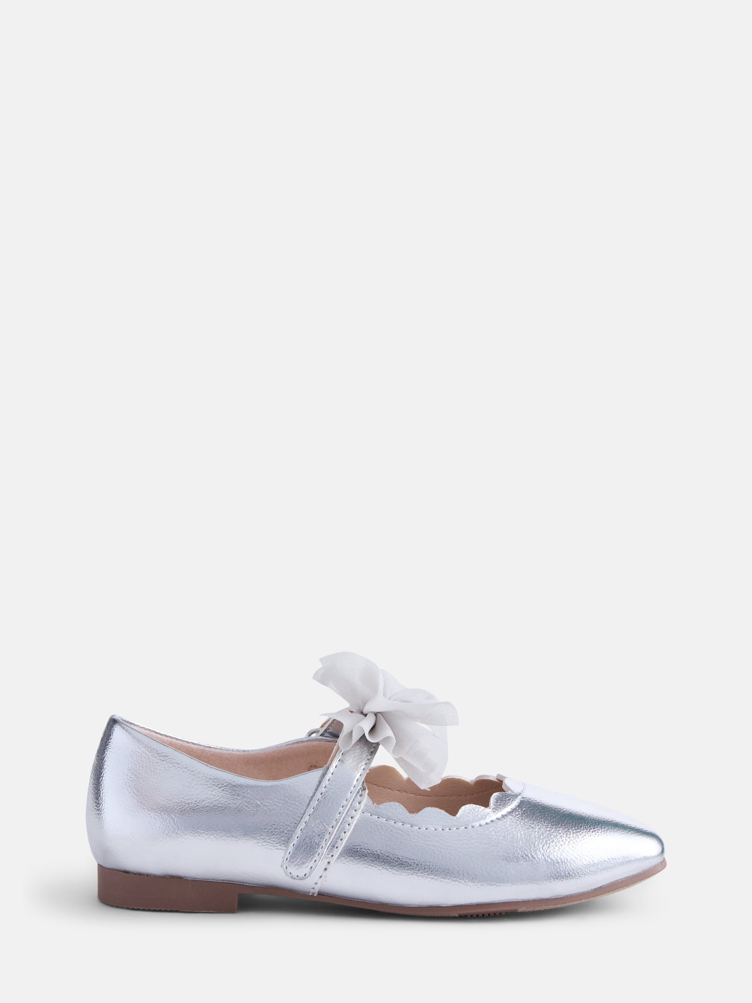 Wonder Nation Little Girls and Big Girls Scallop Ballet Flats with Tulle Bow