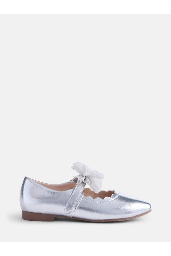 Little Girls and Big Girls Scallop Ballet Flats with Tulle Bow