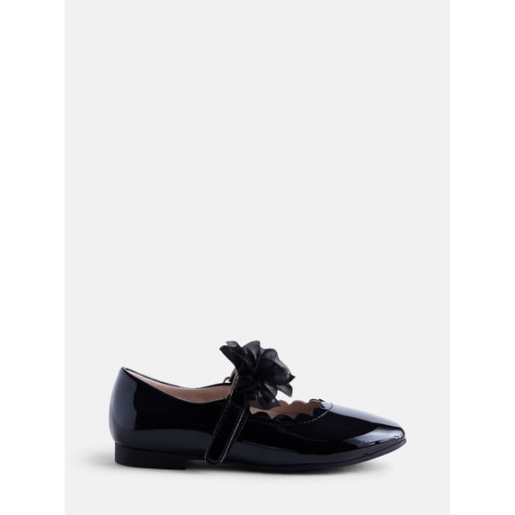 Wonder Nation Little Girls and Big Girls Scallop Ballet Flats with Tulle Bow