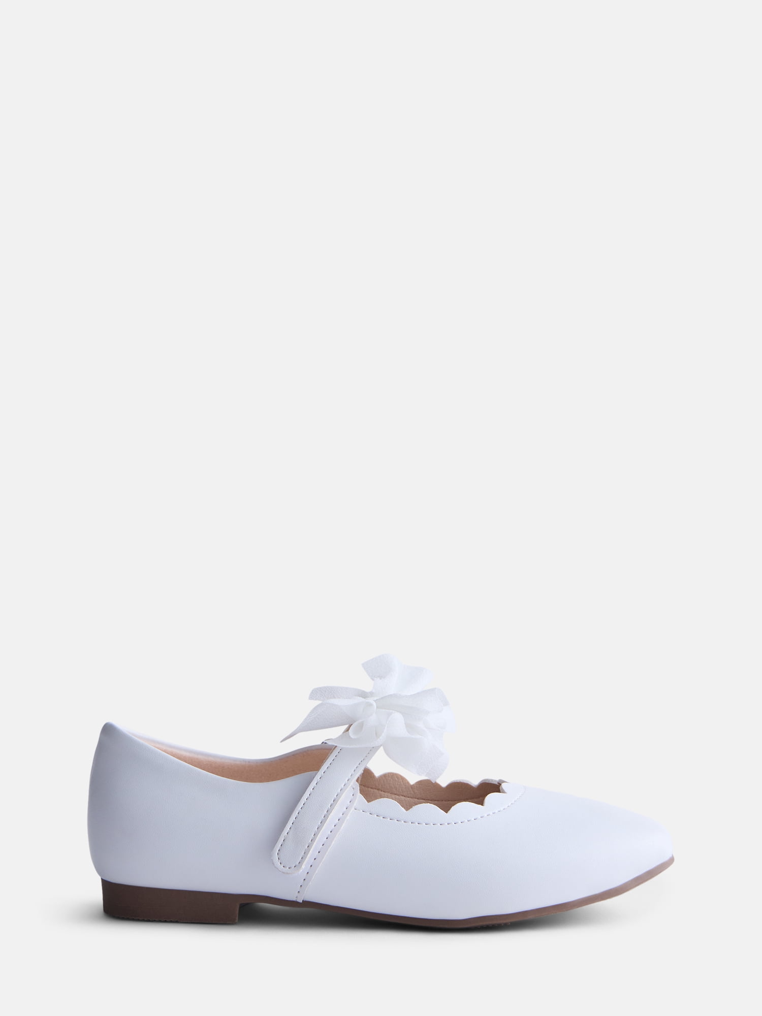 Wonder Nation Little Girls and Big Girls Scallop Ballet Flats with Tulle Bow