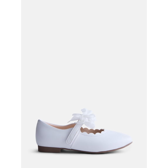 Wonder Nation Little Girls and Big Girls Scallop Ballet Flats with Tulle Bow