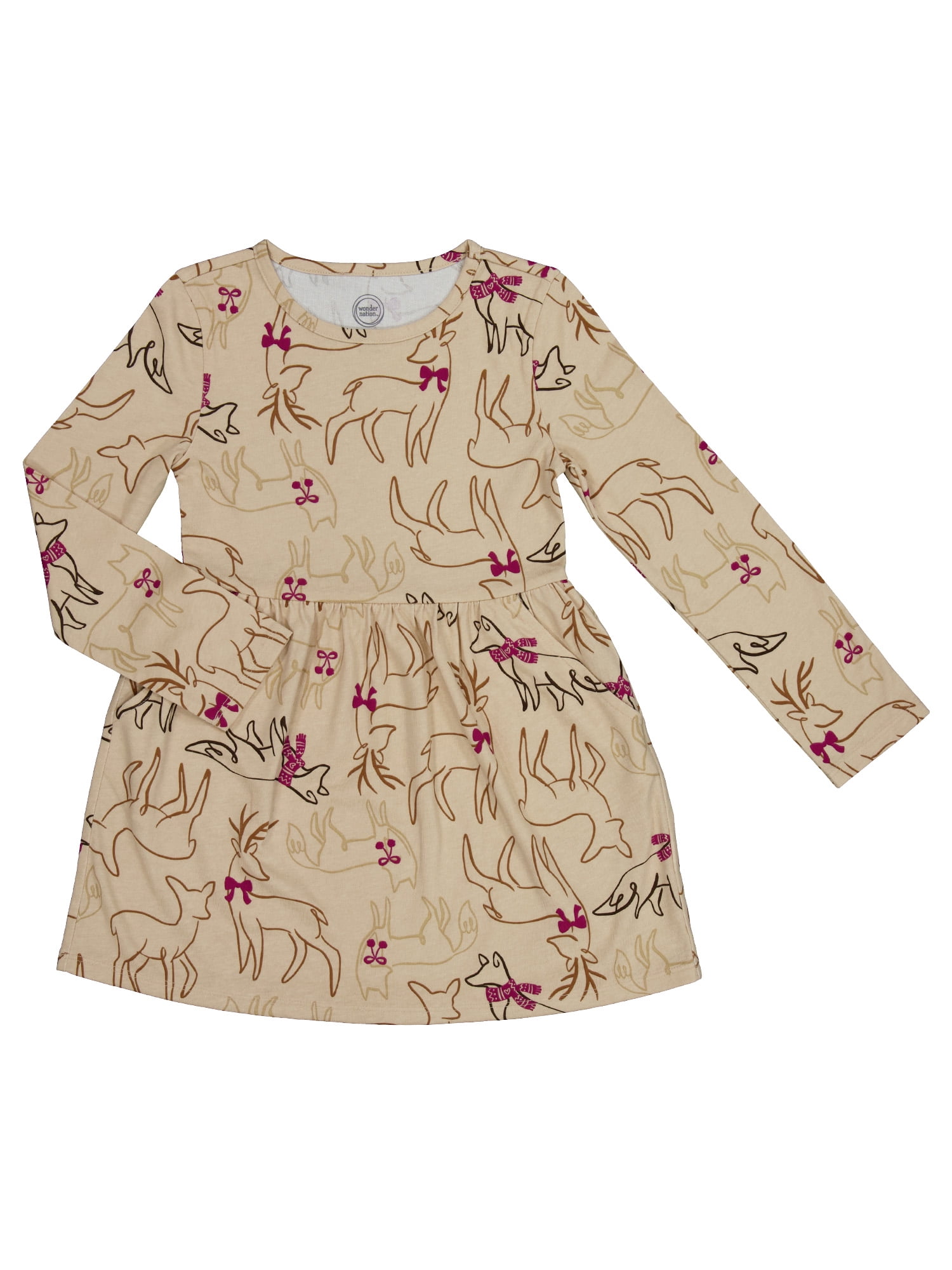 wonder nation long sleeve dress Wonder Nation Girls Long Sleeve Play Dress, Sizes 4-18 & Plus