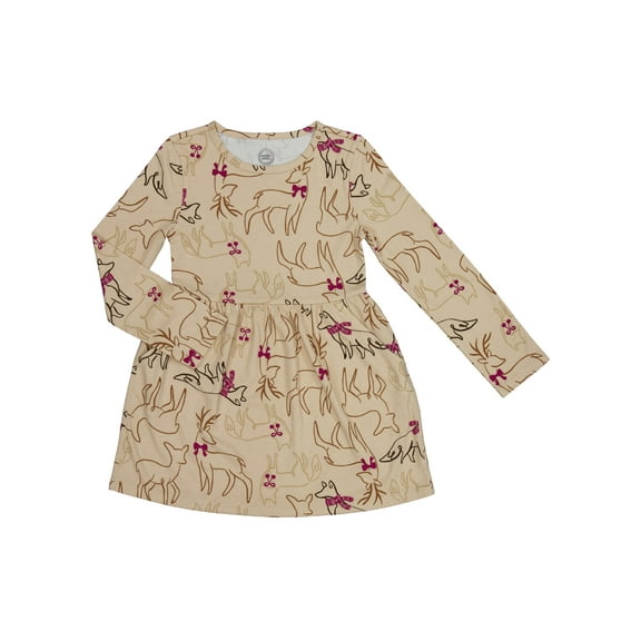 Wonder Nation Girls Long Sleeve Play Dress, Sizes 4-18 & Plus