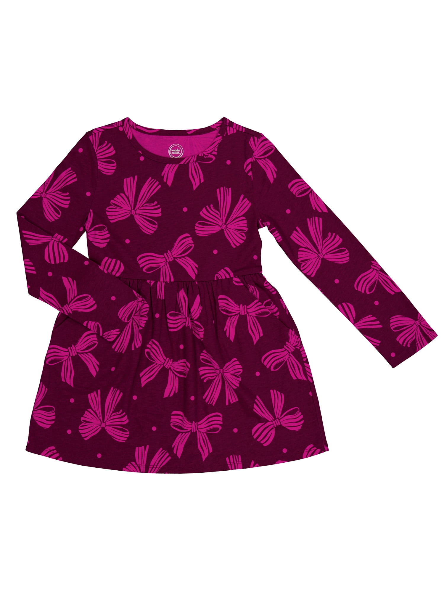 Wonder Nation Girls Long Sleeve Play Dress, Sizes 4-18 & Plus
