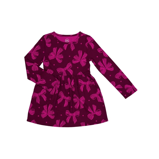 Wonder Nation Girls Long Sleeve Play Dress, Sizes 4-18 & Plus
