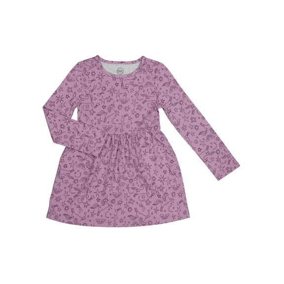 Wonder Nation Girls Long Sleeve Play Dress, Sizes 4-18 & Plus
