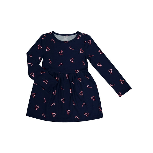 Wonder Nation Girls Long Sleeve Play Dress, Sizes 4-18 & Plus