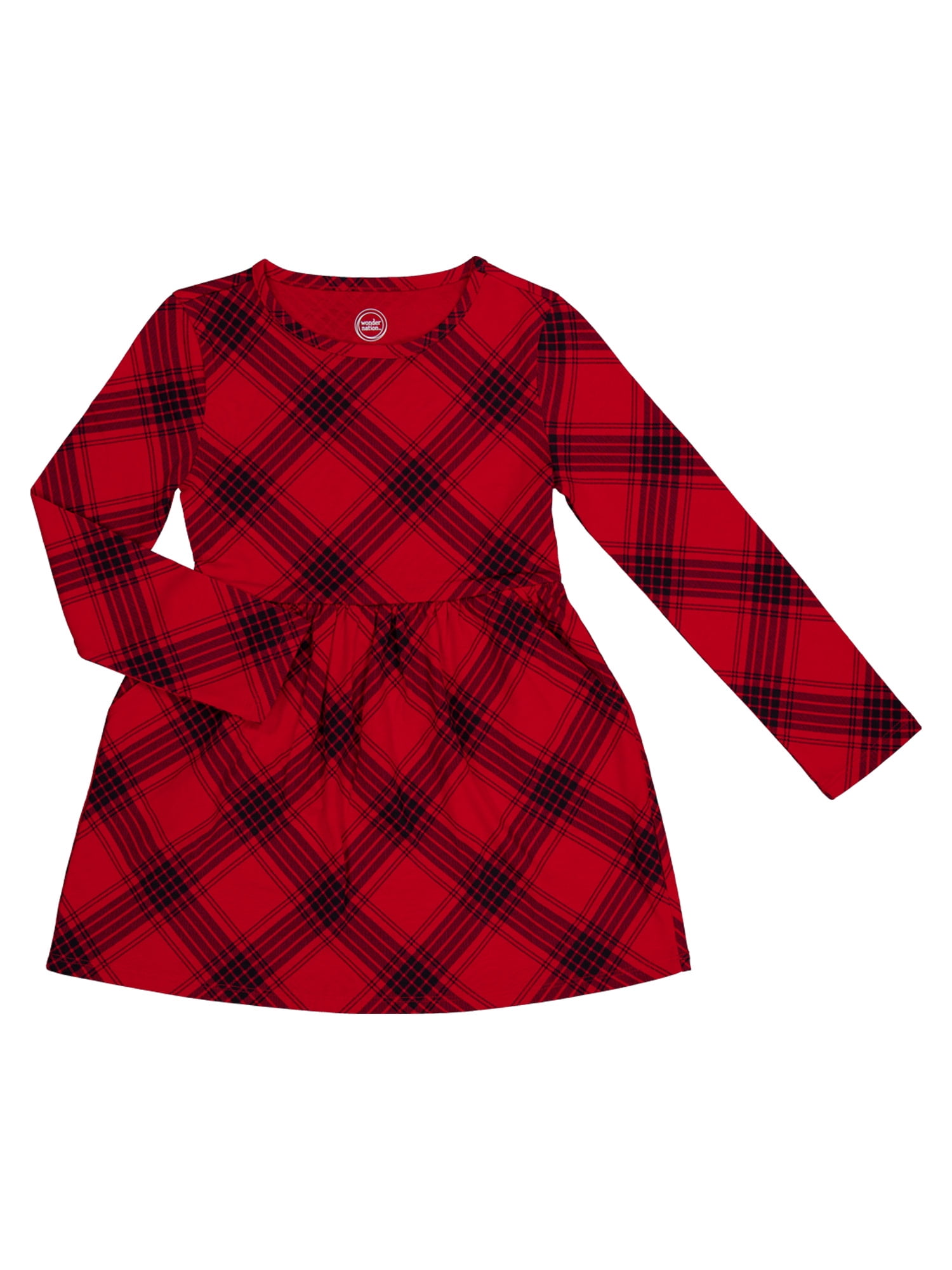 Wonder Nation Girls Long Sleeve Play Dress, Sizes 4-18 & Plus