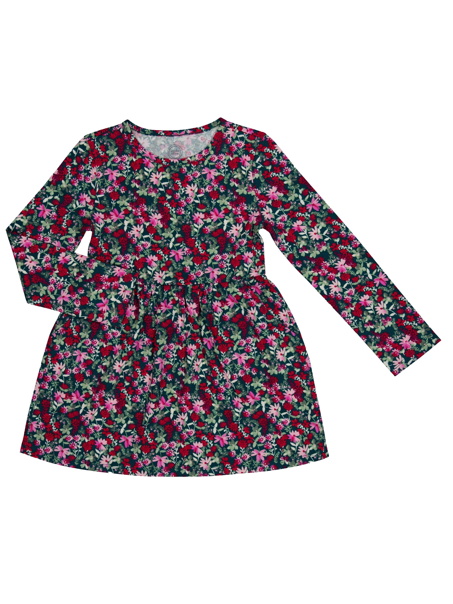 Wonder Nation Girls Long Sleeve Play Dress, Sizes 4-18 & Plus