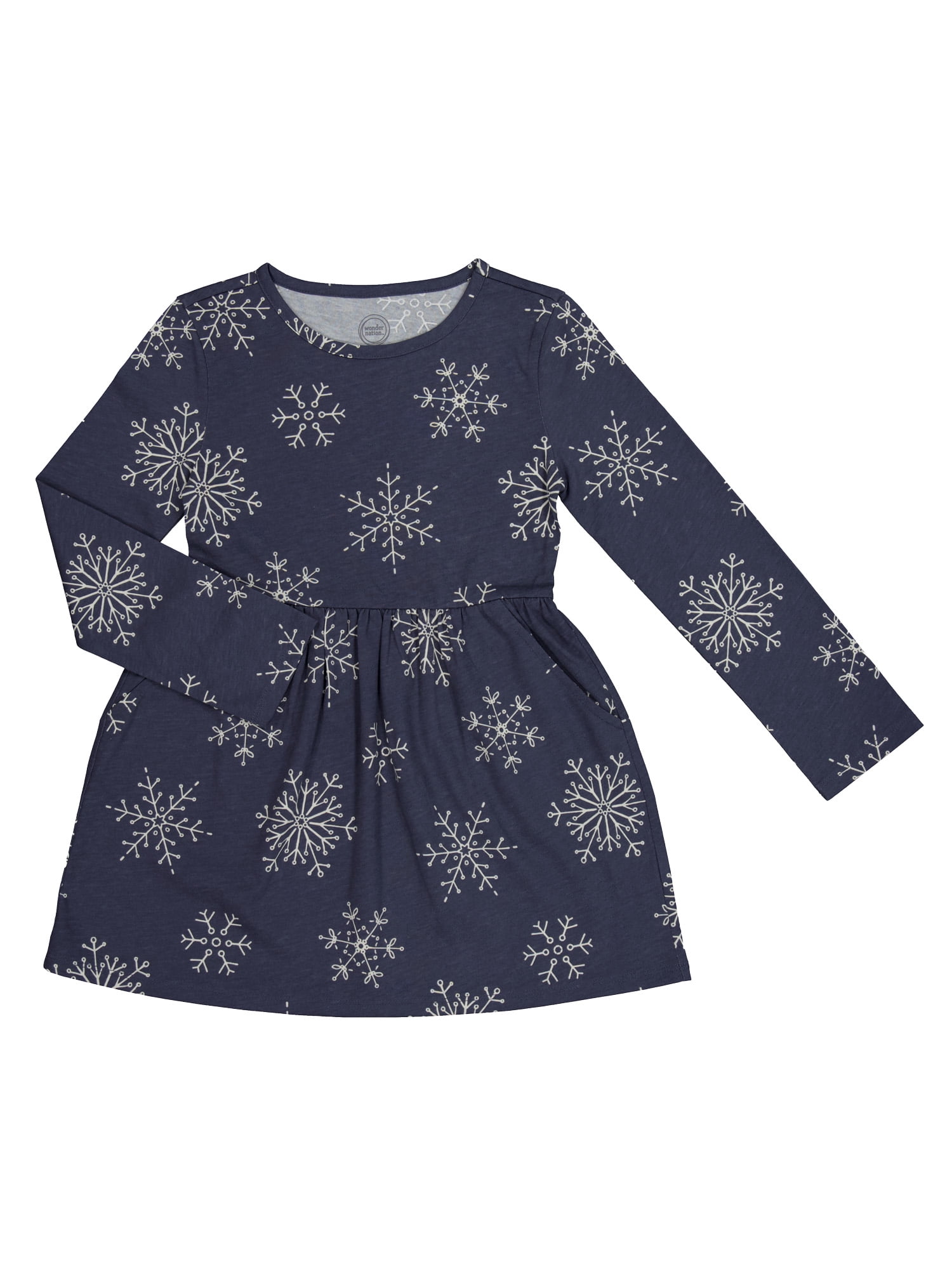 Wonder Nation Girls Long Sleeve Play Dress, Sizes 4-18 & Plus