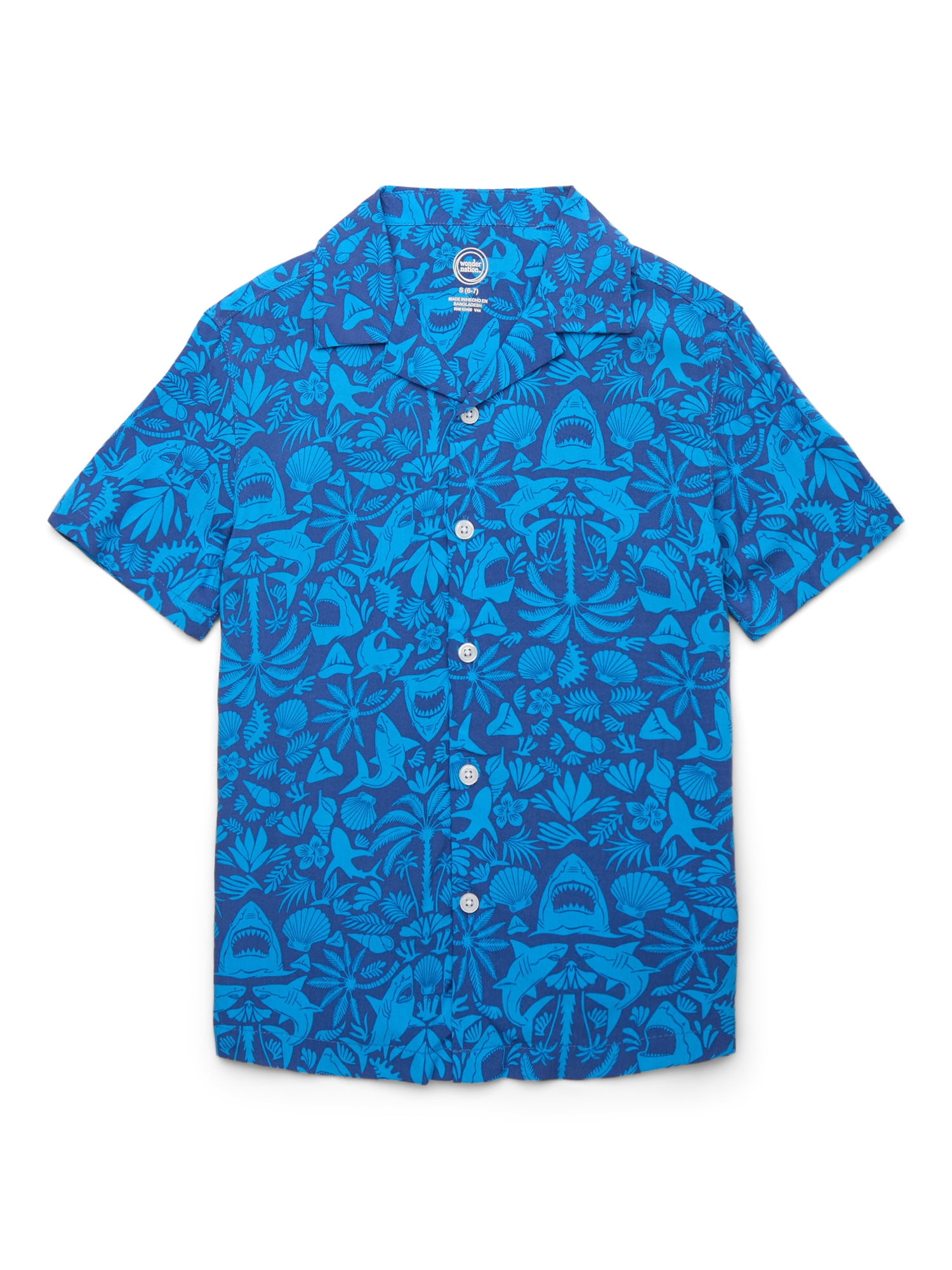 Wonder Nation Boys Short Sleeve Camp Shirt, Sizes 4-18