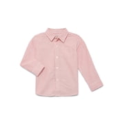 Wonder Nation Toddler Boys' Striped Button Up Cotton Shirt with Long Sleeves, Sizes 12M-5T