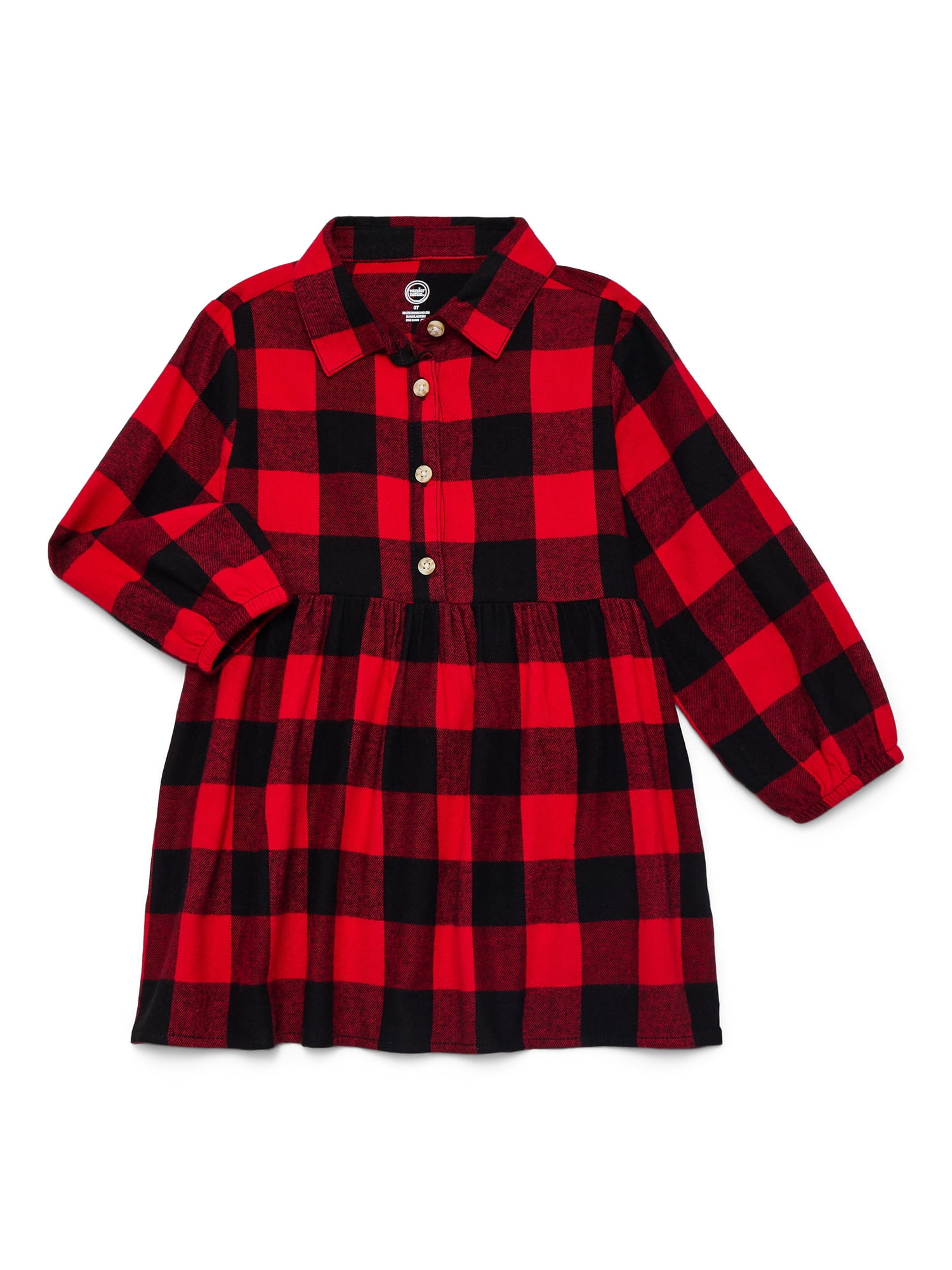 Walmart discount codes: Wonder Nation Toddler Girls' Flannel Shirtdress with Long Sleeves, Sizes 12M-5T