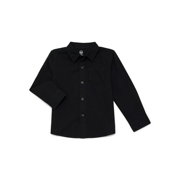 Wonder Nation Toddler Boys' Cotton Button Up Shirt with Long Sleeves, Sizes 12M-5T