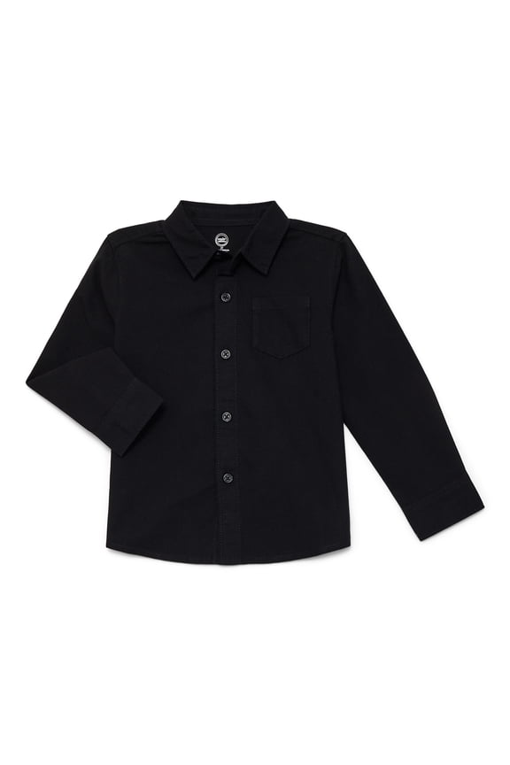 Toddler Boys' Cotton Button Up Shirt with Long Sleeves, Sizes 12M-5T