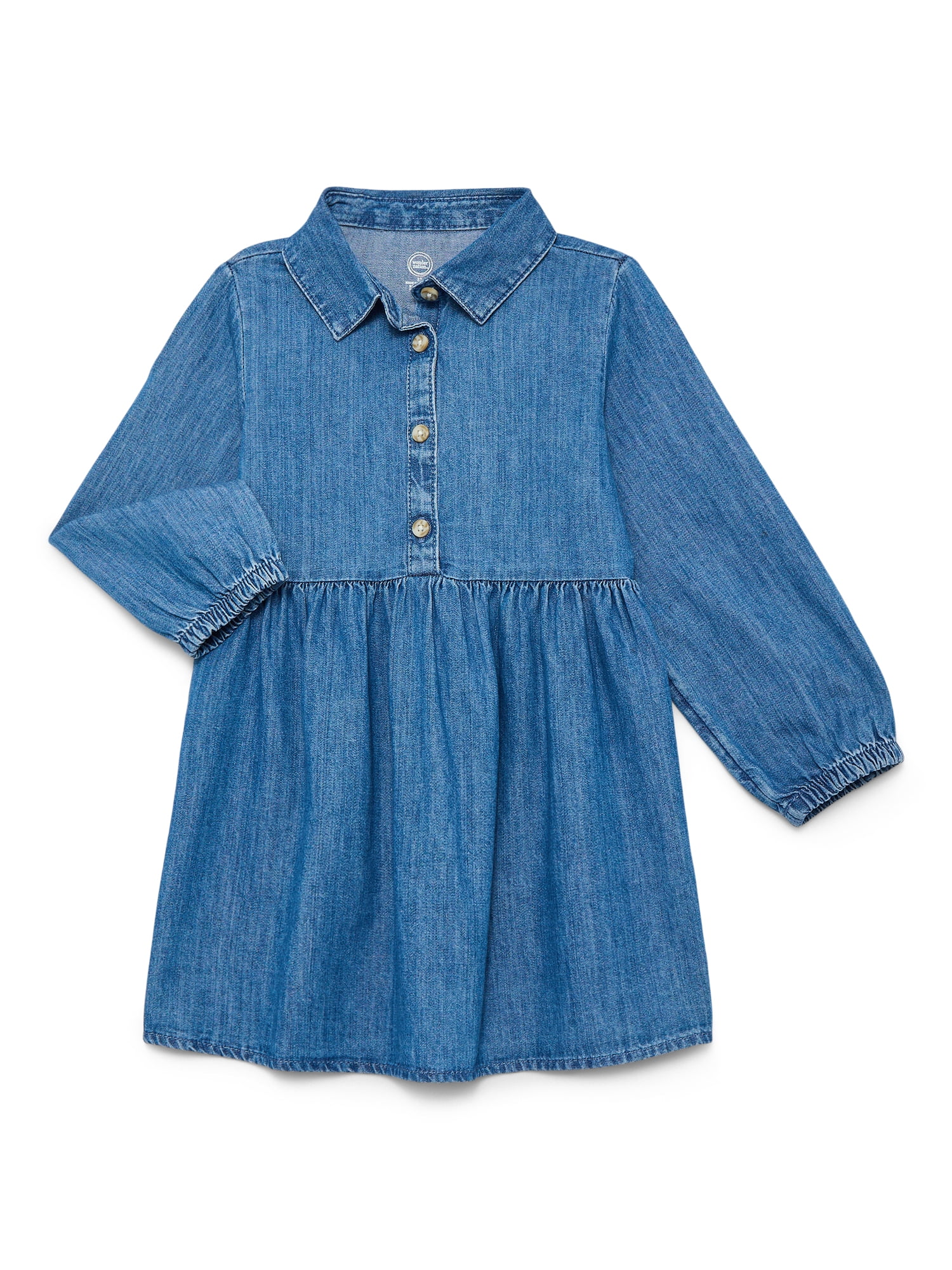 Walmart exclusive discounts  Wonder Nation Toddler Girls' Denim Shirtdress with Long Sleeves, Sizes 12M-5T