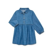 Wonder Nation Toddler Girls' Denim Shirtdress with Long Sleeves, Sizes 12M-5T