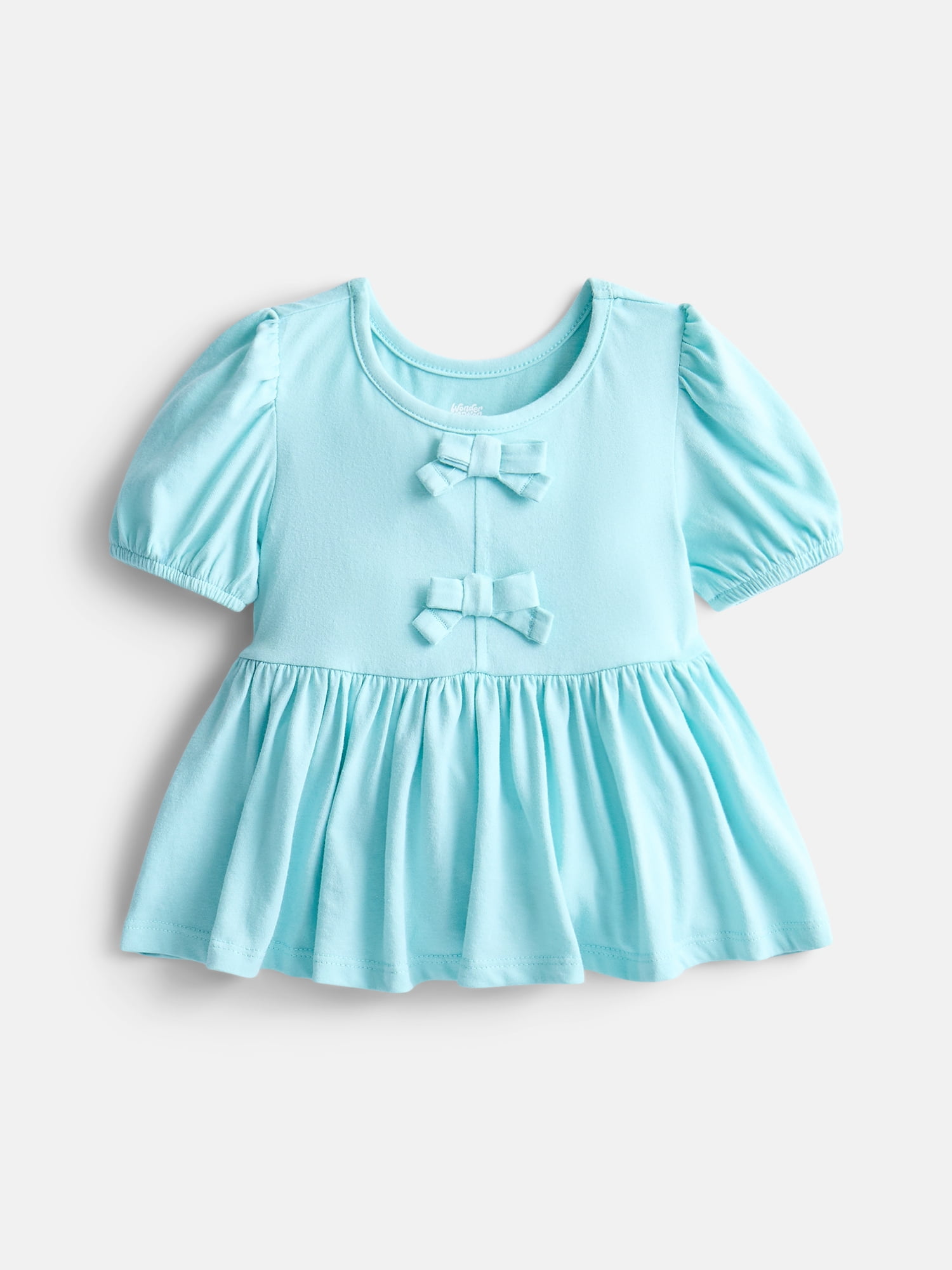 Wonder Nation Toddler Girls Peplum Top with Short Puff Sleeves, Sizes 18M-5T