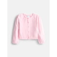 thumbnail image 1 of Wonder Nation Toddler Girls' Velour Cardigan with Long Puff Sleeves, Sizes 18M-5T, 1 of 3