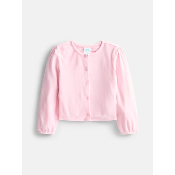 Wonder Nation Toddler Girls' Velour Cardigan with Long Puff Sleeves, Sizes 18M-5T