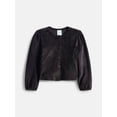 thumbnail image 1 of Wonder Nation Toddler Girls' Velour Cardigan with Long Puff Sleeves, Sizes 18M-5T, 1 of 3