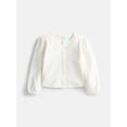 thumbnail image 1 of Wonder Nation Toddler Girls' Velour Cardigan with Long Puff Sleeves, Sizes 18M-5T, 1 of 3