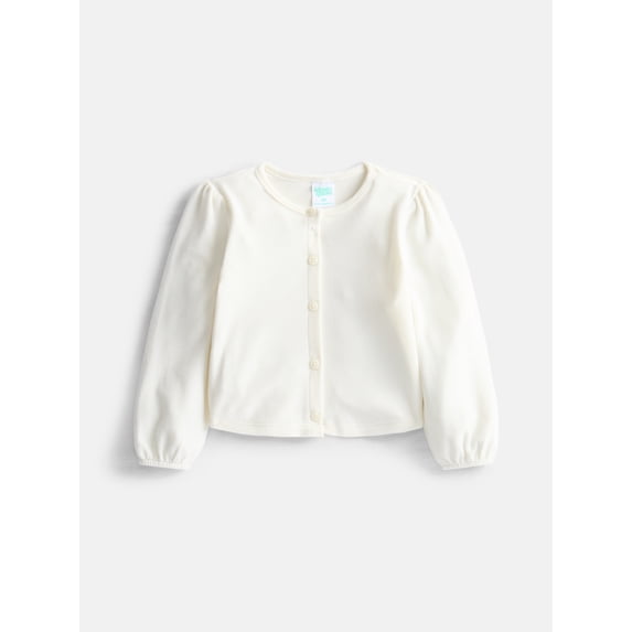 Wonder Nation Toddler Girls' Velour Cardigan with Long Puff Sleeves, Sizes 18M-5T