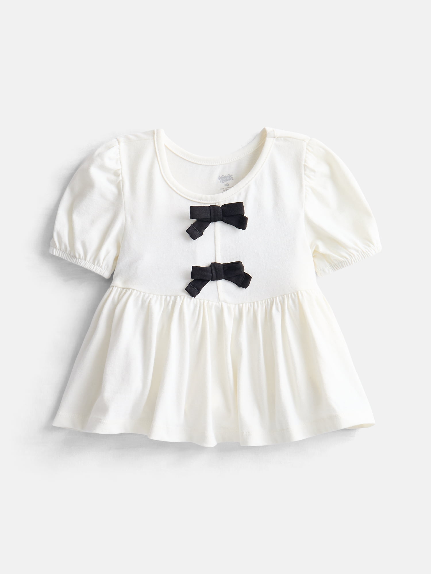 Wonder Nation Toddler Girls Peplum Top with Short Puff Sleeves, Sizes 18M-5T