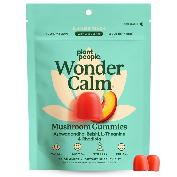 Plant People WonderCalm Mushroom Gummies, Summer Peach, 30ct