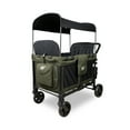 WONDERFOLD W4 4 Seater Multi-Function Quad Stroller Wagon with Removable Raised Seats and Slidable Canopy, Olive Green