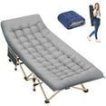 thumbnail image 1 of Hersunpl 28" Camping Cot Folding Portable Outdoor Bed Heavy Duty Cot w/ Mattress & Carry Bag 600 lbs Capacity for Adults Grey, 1 of 7