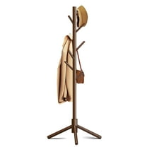 Hersunpl 69" Coat Rack Stand Wooden Tree - Sturdy & Adjustable Freestanding Coat Hanger for Entryway, Bedroom, or Office - Brown