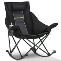 Hersunpl  Oversized Rocking Camping Chair - 400lbs Capacity, 600D Fabric, Foldable Outdoor Chair with Cup Holder & Headrest forc