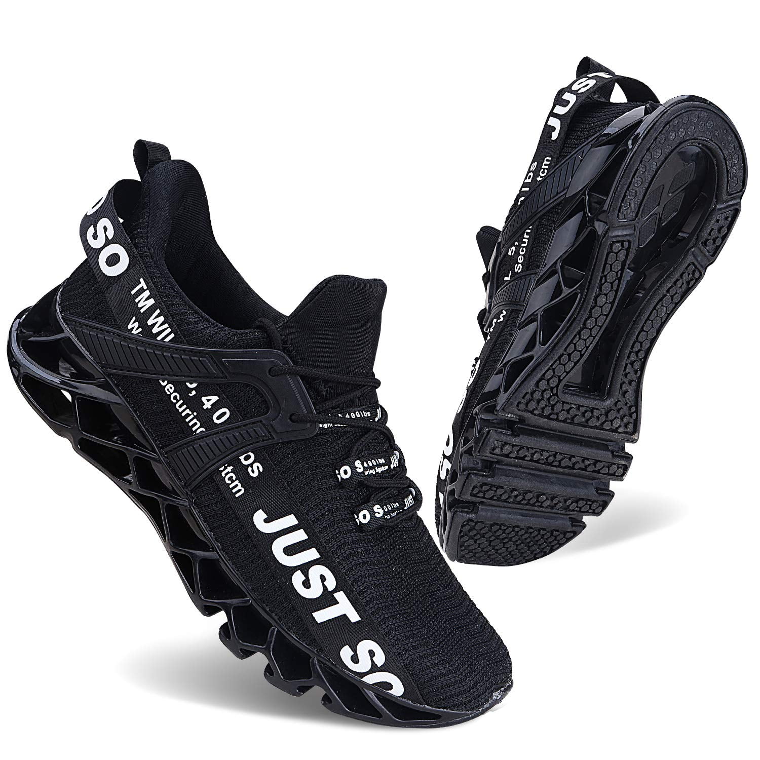 Just Soso Sport Running Training Walk Gym Black Athletic Shoeswith White Accents Just Soso Sport Running, Training Walk Gym, Shoes, Size Eu  main image 2