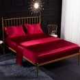 thumbnail image 1 of WONESION Satin Sheet Set 3 Piece Hotel Soft Sikly Deep Pocket Bed Sheets,Twin,Red, 1 of 5
