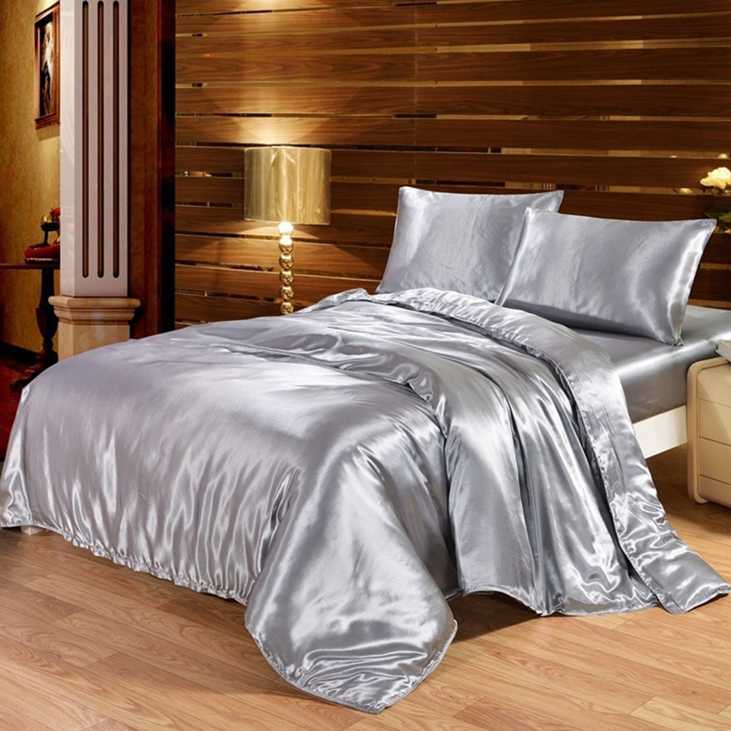 DECOLURE Satin Sheets Twin Set 3pcs - Comfy Hotel Luxury Silk Feel Satin  Bed