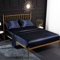 thumbnail image 1 of WONESION Satin Sheet Set 4 Piece Hotel Soft Sikly Deep Pocket Bed Sheets,Queen,Navy blue, 1 of 5