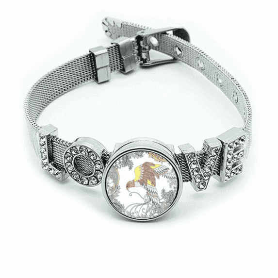 Wing Flower Tree Bird Ukiyo-e Bracelet Wristband Crystal Love Adjustable Bangle