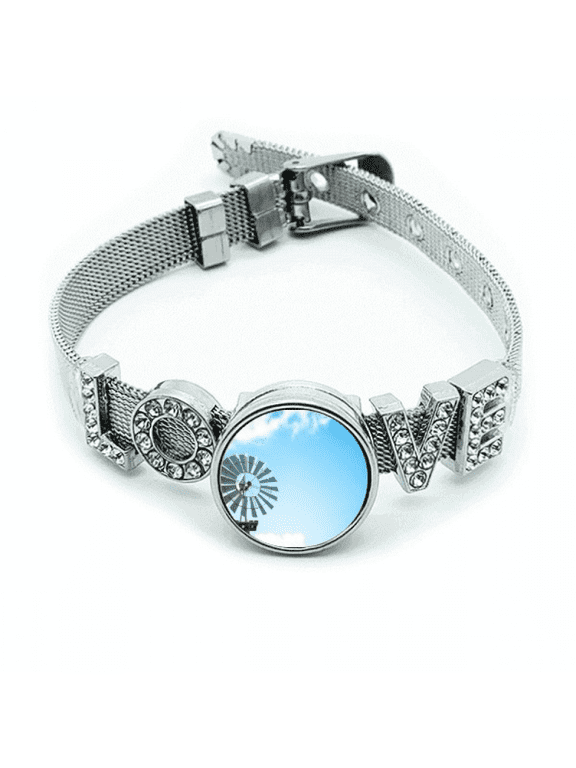 windll white clouds blue bracelet wristband crystal love adjustable bangle