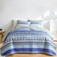 thumbnail image 1 of Dintszyayue Bohemian Quilt Set Queen Size,Blue Stripe 1Bedspread and 2Pillowcase Lightweight Adult(90"x96"), 1 of 8