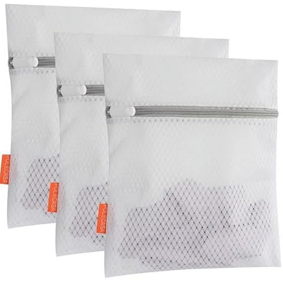 WONIMA Premium Soft 125g Diamond Mesh Laundry Bags with Sturdy Zipper for Delicates – 3 Pack Small Durable Laundry Wash Bags - Protect Clothes in Washing Machine - 9 x 12 Inches