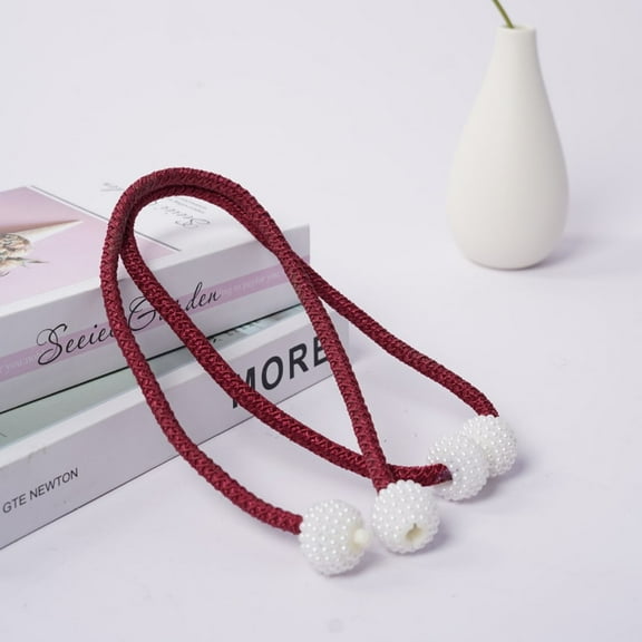 WONIU 10Pcs Pearl Curtain Tiebacks, Buckle Type, Red