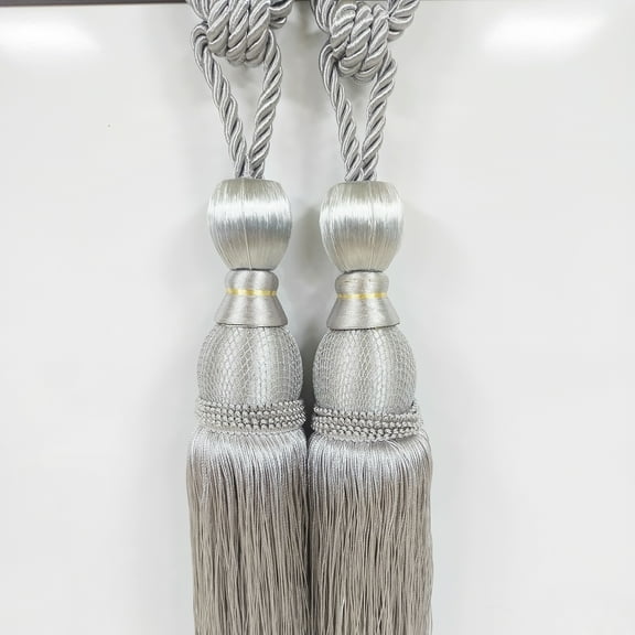 WONIU 2 Pack Tassel Curtain Tiebacks Rope, Gray