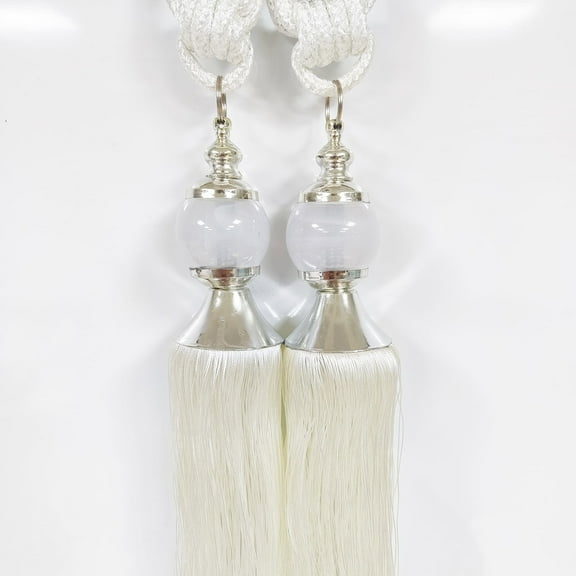 WONIU 2 Pack Tassel Curtain Tiebacks Rope, White