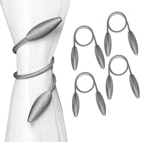 WONIU 4 Pack Curtain Tiebacks Clips Holdbacks Drape Twist Tie Backs, Gray