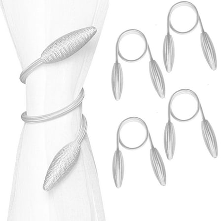 WONIU 4 Pack Curtain Tiebacks Clips Holdbacks Drape Twist Tie Backs, White