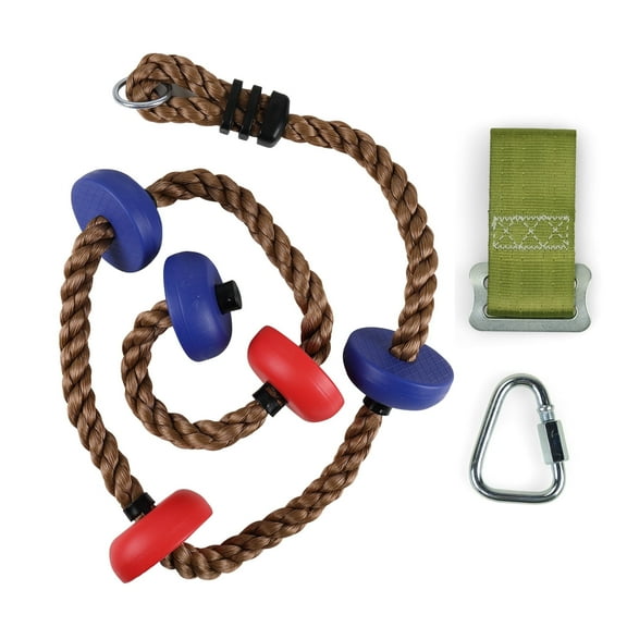WONKAWOO Climbing Rope with Foot Discs 6.5 ft Ninja Rope with Carabiner, 250lb Capacity