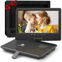 WONNIE 12.5" Portable DVD Player, Premium 10.5" HD Swivel Screen DVD Player for Kids, Built in 5 hours Rechargeable Battery Car DVD Player Support USB/SD Card/Sync TV (Car Headrest holder included)