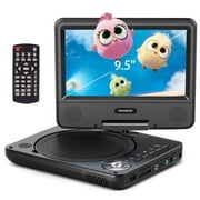 FANGOR Portable DVD Player, 9.5inch Kids CD dvd player with 7in Screen, 4 Hours Rechargeable Battery, Dual Speakers, Remote Control, Support USB/SD Card/Sync TV, Perfect Gift for Child /Seniors
