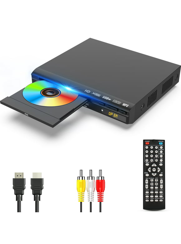 WONNIE HD DVD Player for TV, CD Players for Home with HD/AV/Coaxial Output &USB Input, Built in PAL/NTSC System, HDMI/AV Cable and Full Function Remote Control Included